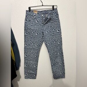 Levi's Middy Straight Checkerboard Jeans 29x30 Blue White Optical Illusion